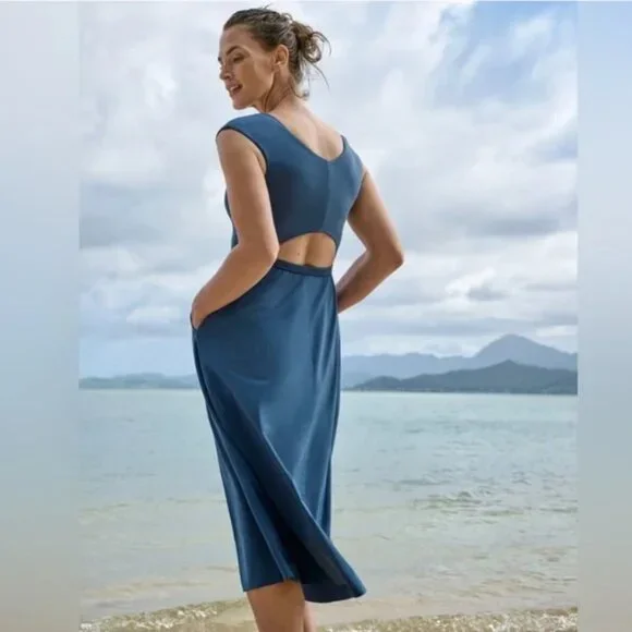 Athleta | Dresses | Athleta Ryder Midi Dress In Jay Blue Xxs | Poshmark